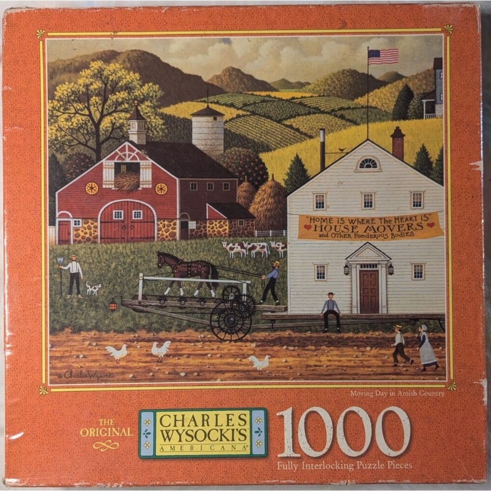 Charles Wysocki's Americana Moving Day in Amish Country 1000 Piece Rare